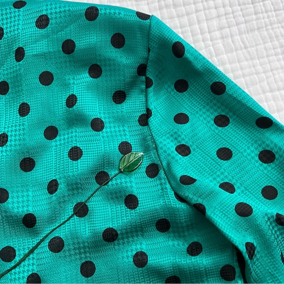 La Chine Classic by Galinda Wang vintage teal blue polka dot button down - Picture 11 of 13